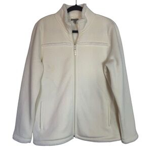 Talbots Ivory Sherpa Lined Large Zip Up Jacket